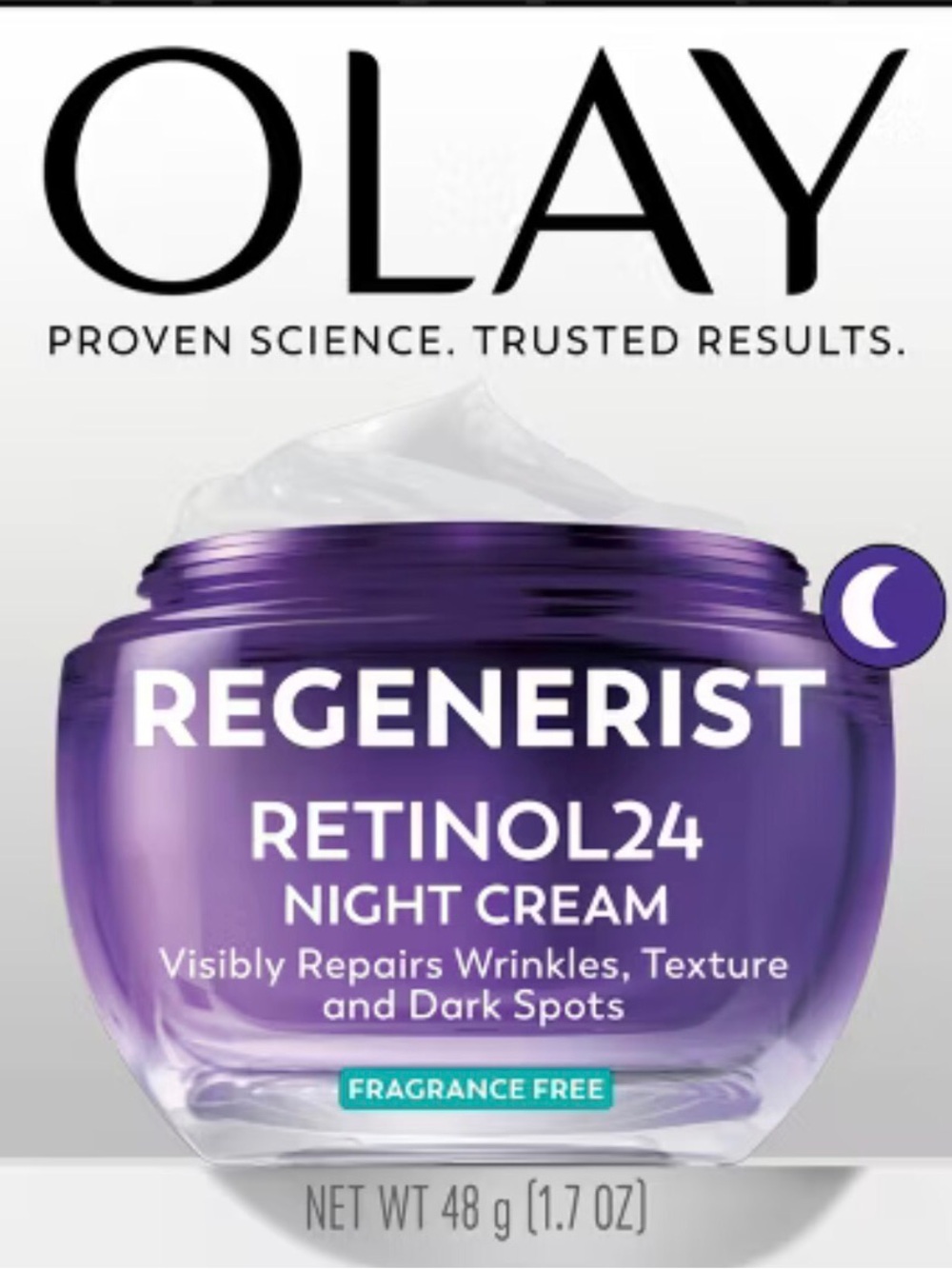 OLAY Regenerist Retinol24 Night Face Cream Fragrance Free NET WT 48g/1.7oz NEW